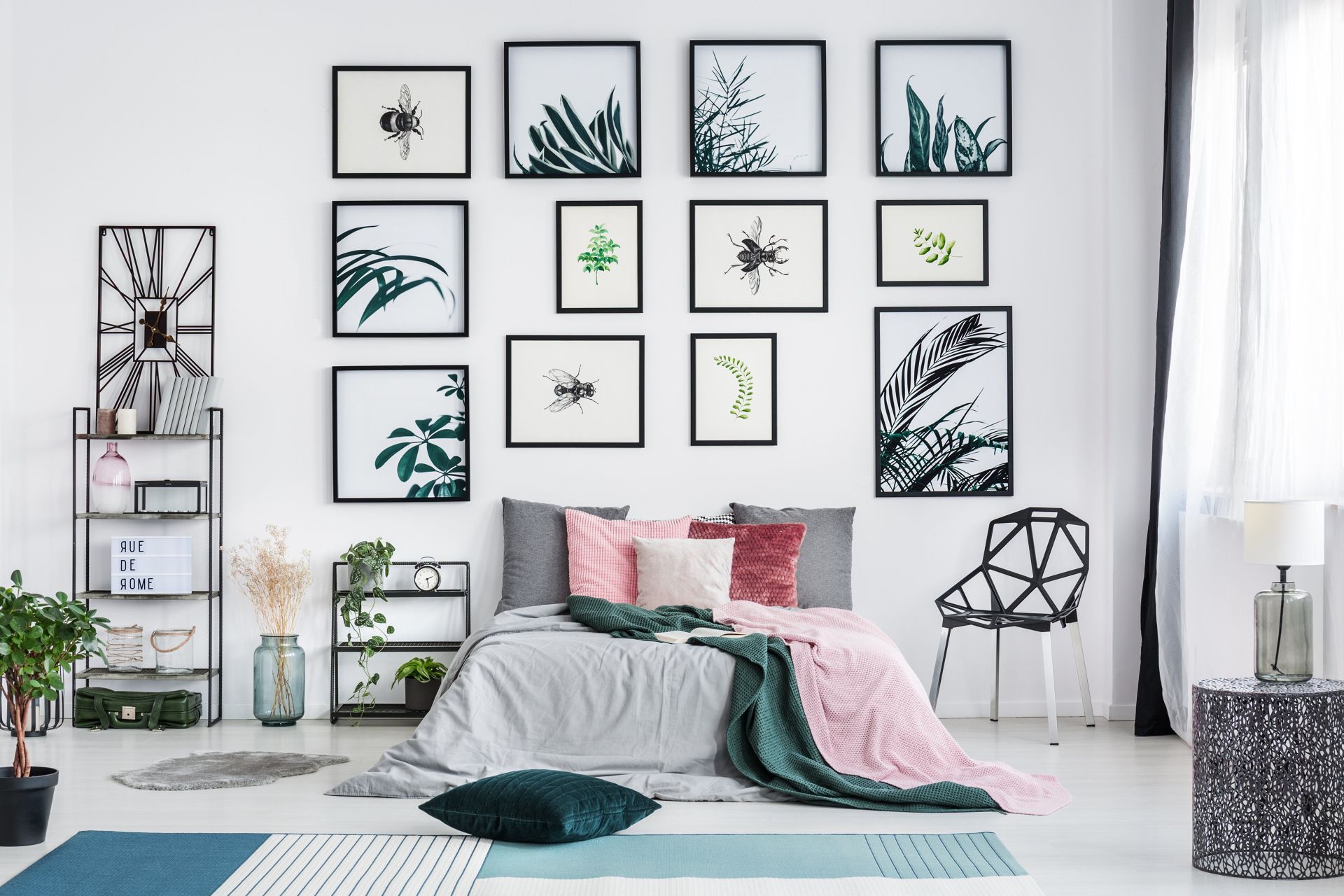 Wall Decorated with Photo Frame and Plants