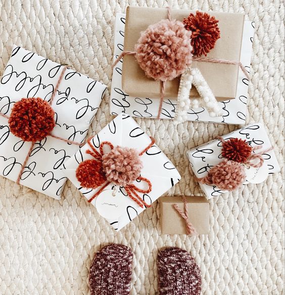 pom-pom gift wrapping