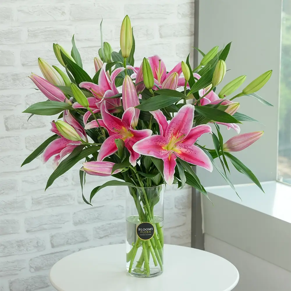 pink lilies in a vase