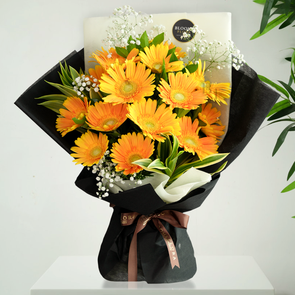 orange gerberas in a bouquet