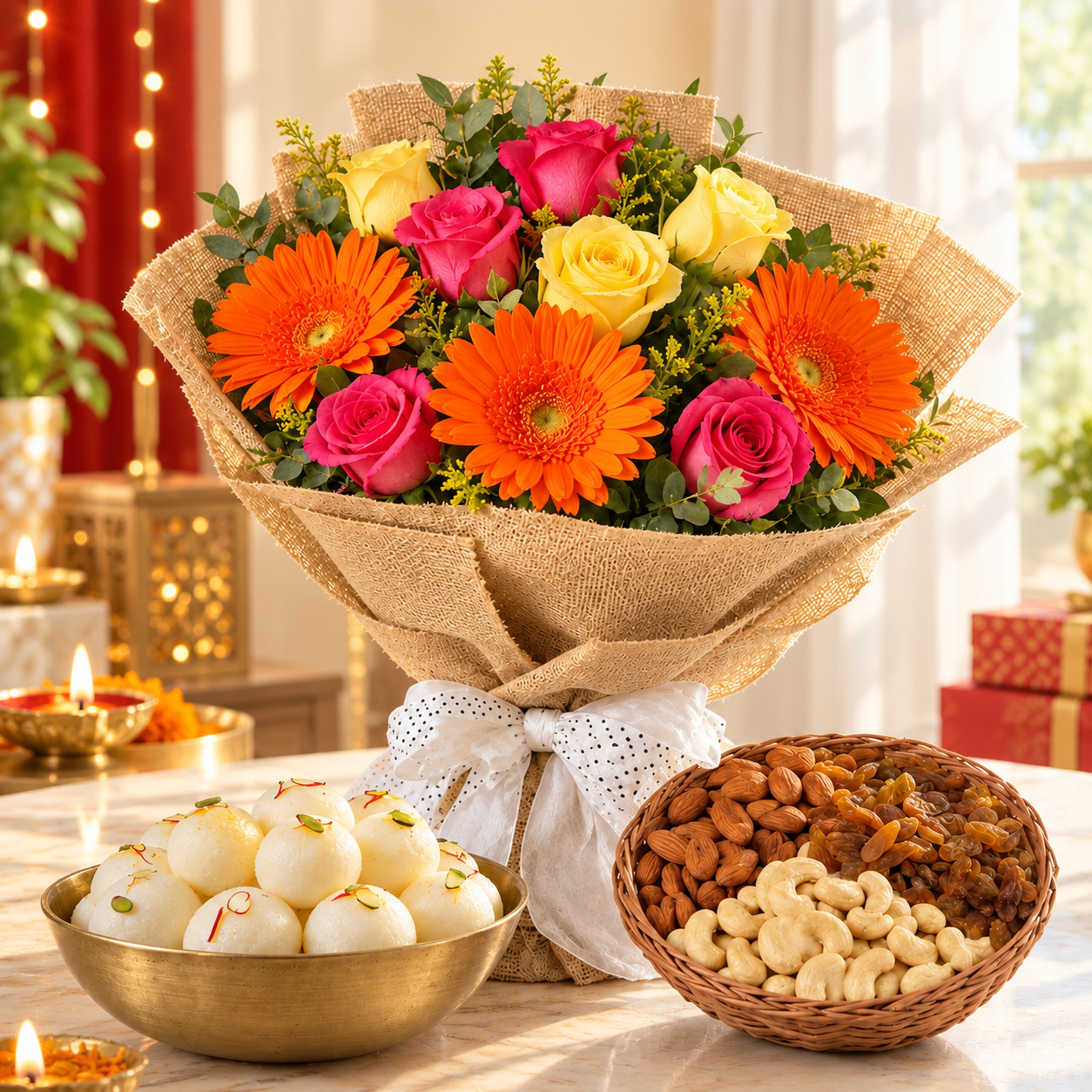 The Smartest Diwali Gift Idea for Friends This Year 2026 6 Festive Diwali Bouquet and Sweets